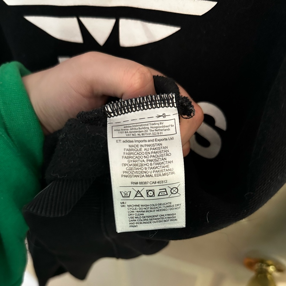 Women’s Adidas fleece logo crew neck sweatshirt black and white size medium - Picture 3 of 4